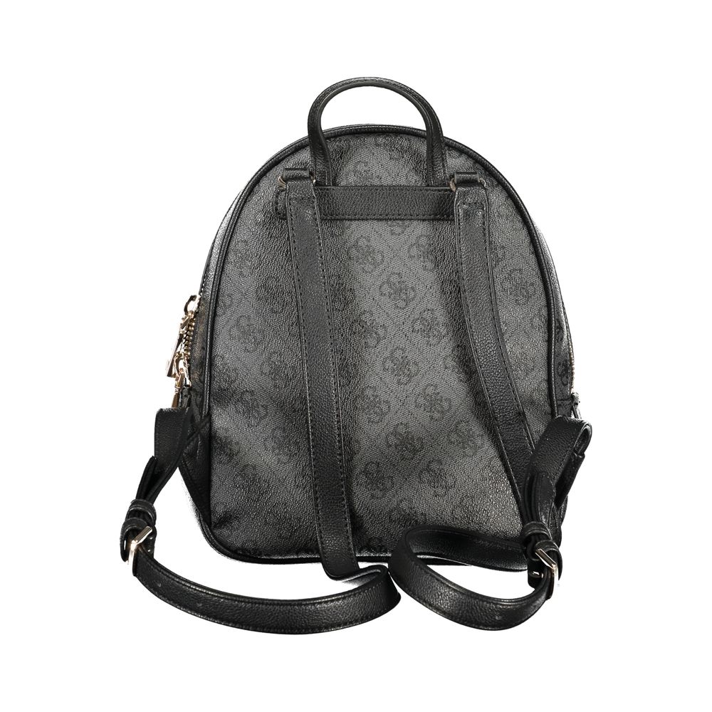 Black Polyurethane Women Backpack