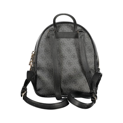 Black Polyurethane Women Backpack