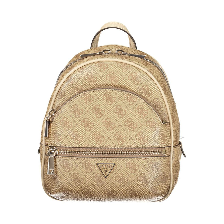 Beige Polyurethane Women Backpack