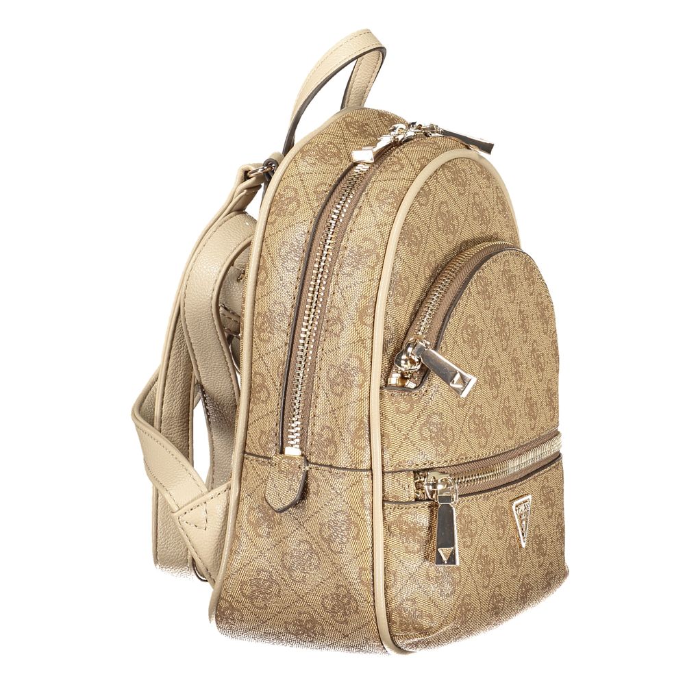 Beige Polyurethane Women Backpack