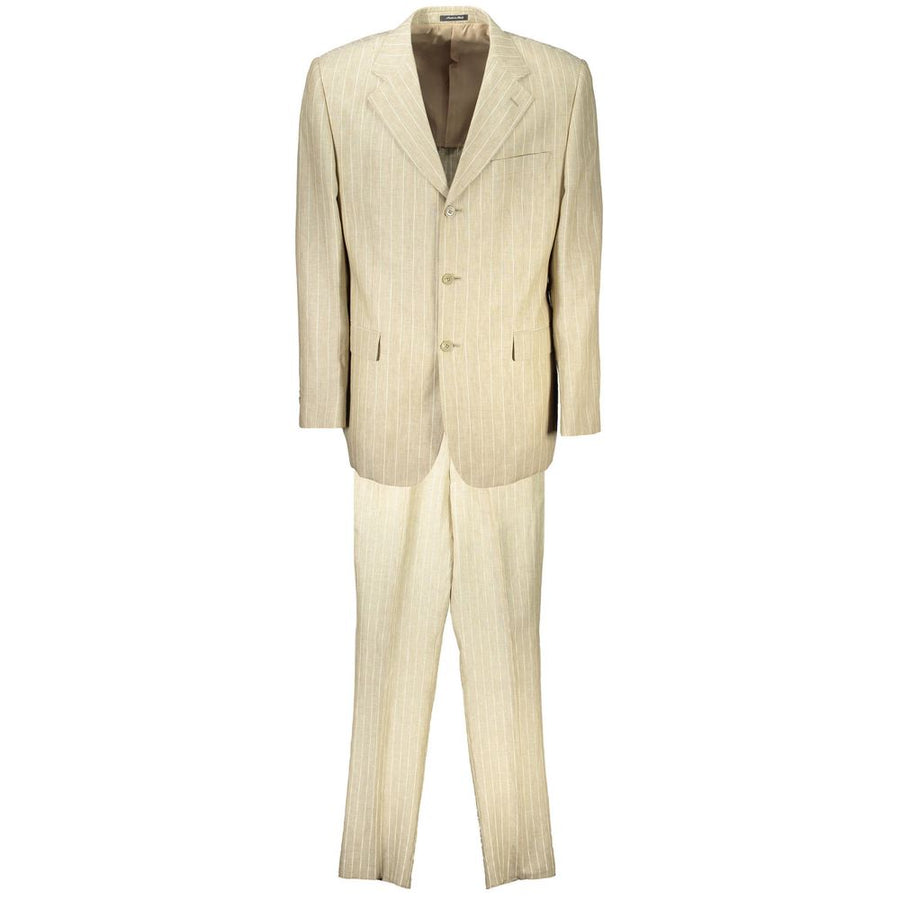 Beige Polyester Mens Suit Jacket