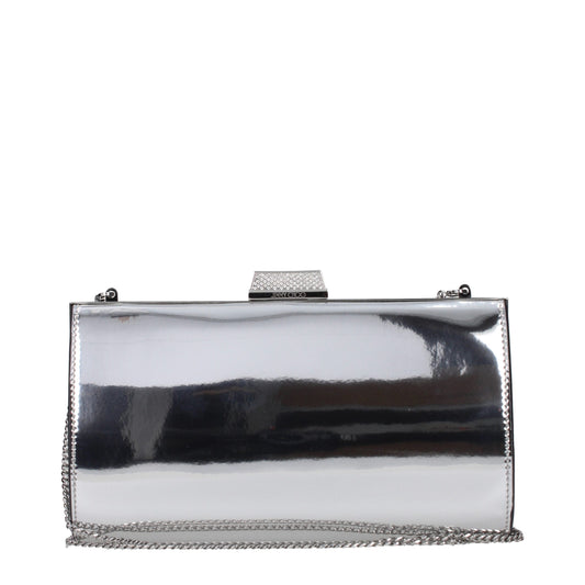 Gray Leather Clutch Bag