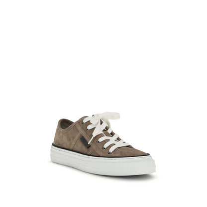 Beige Calf Leather Bos Taurus Low Top Sneakers