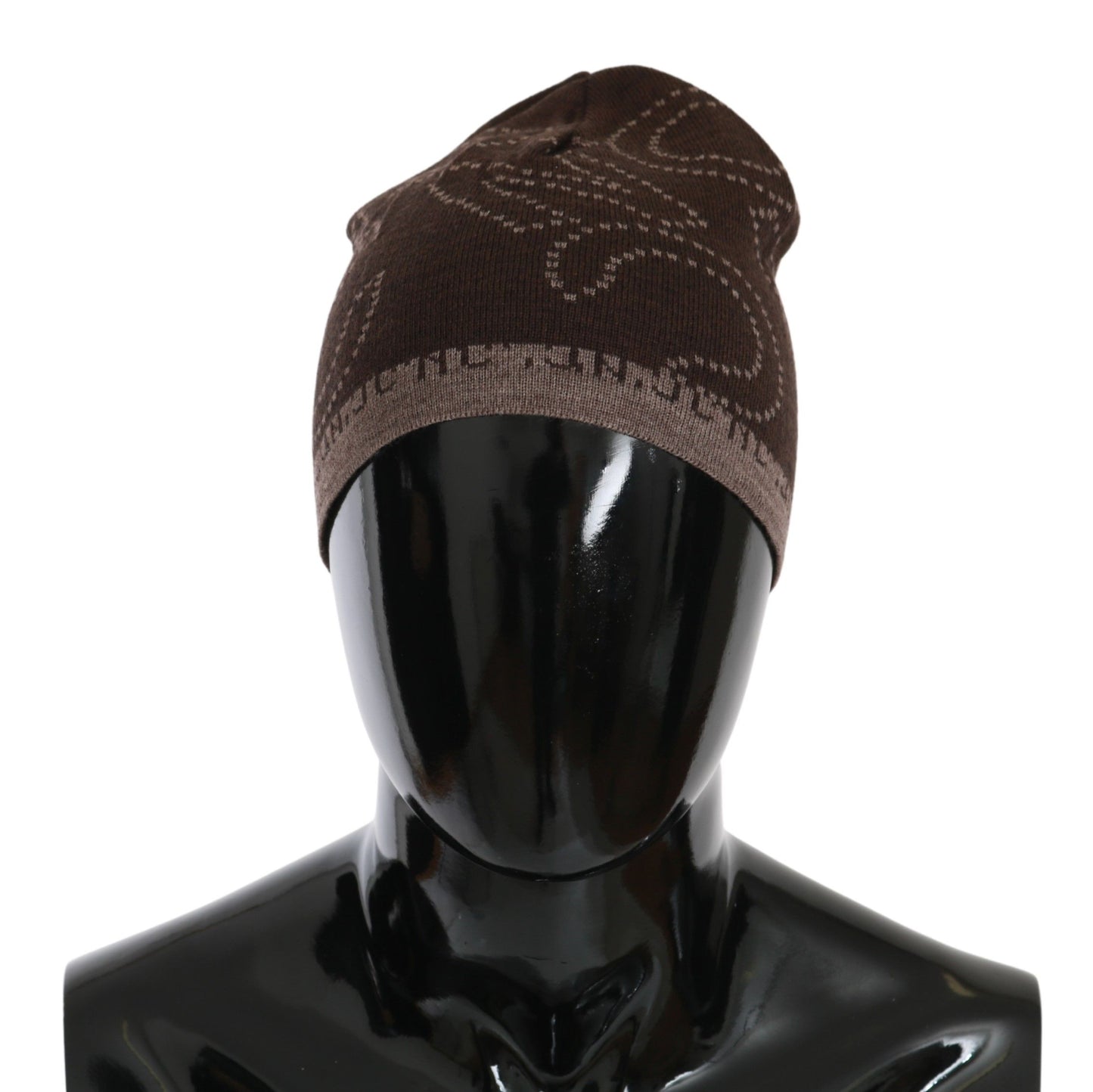 Beanie Brown Wool Blend Branded Hat