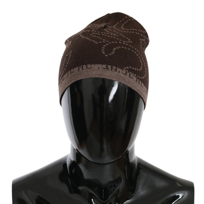 Beanie Brown Wool Blend Branded Hat