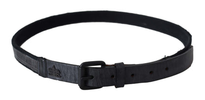 Black Leather Logo Buckle Waist