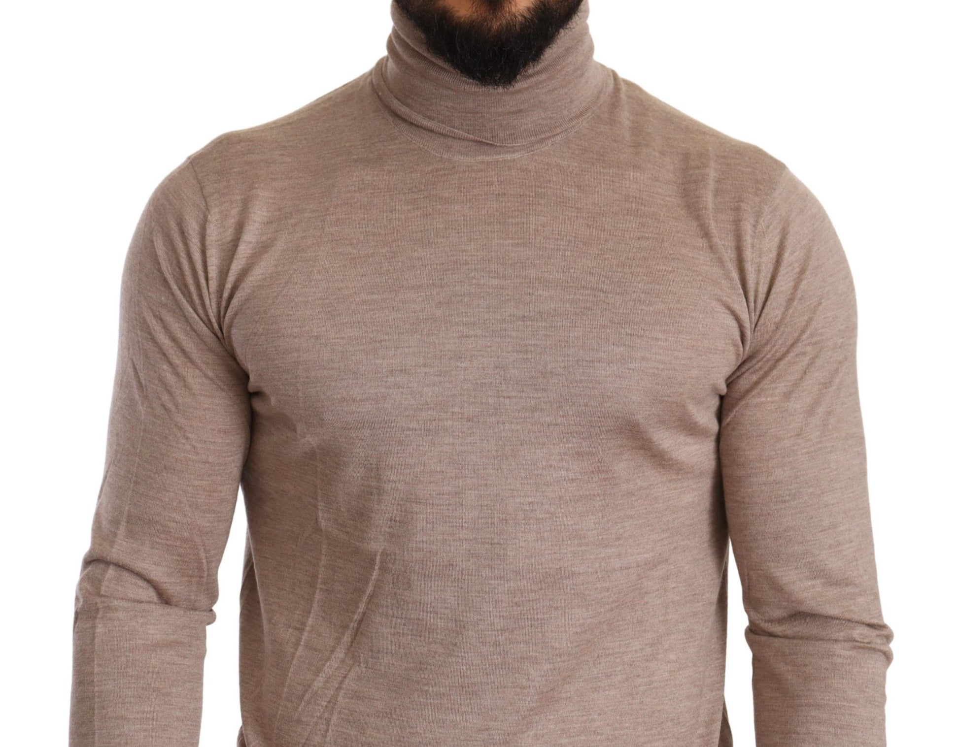 Beige Cashmere Turtleneck Pullover Sweater