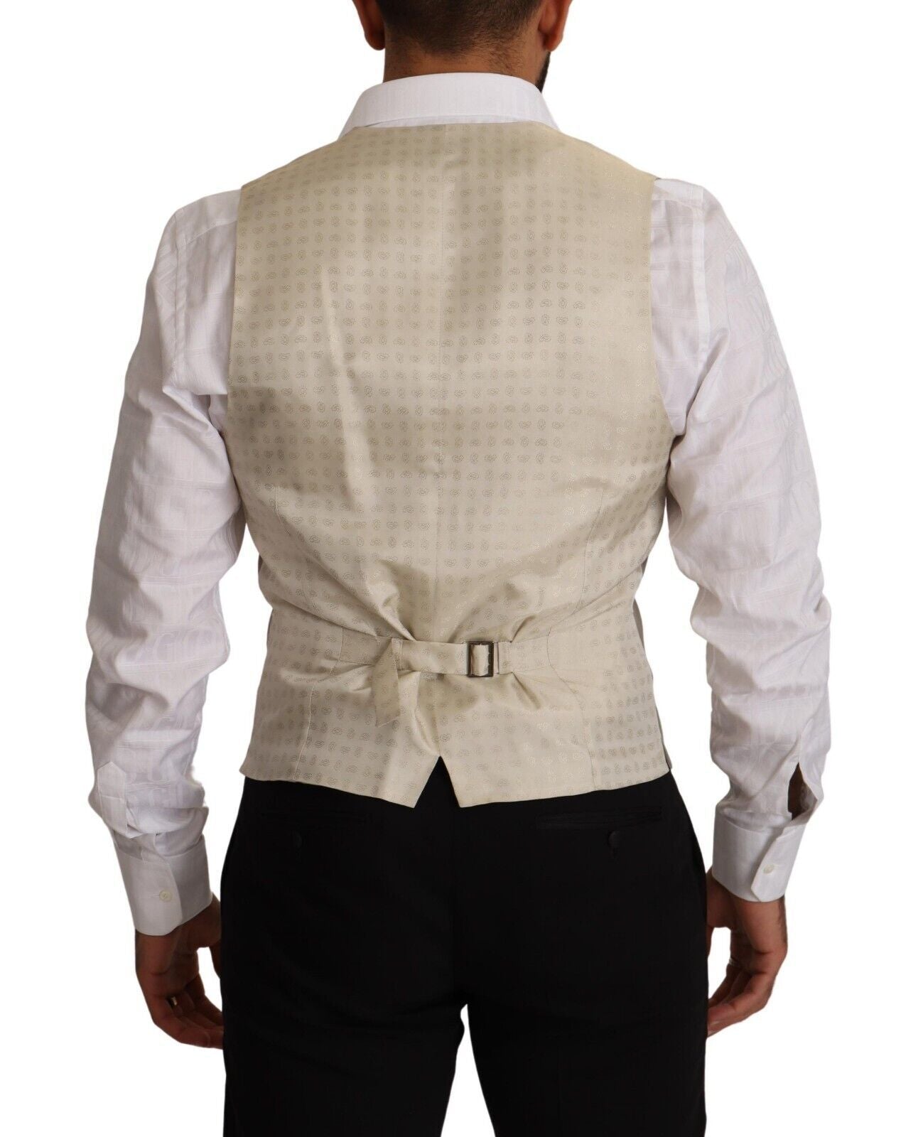 Beige Wool Single Breasted Waistcoat Vest