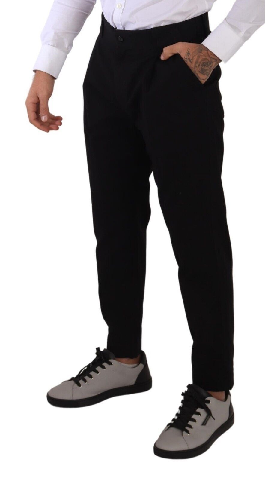 Black Cotton Stretch Chinos Trouser Jeans