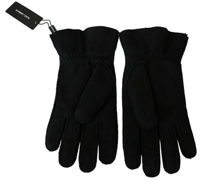 Black Leather Motorcycle Biker Mitten Gloves