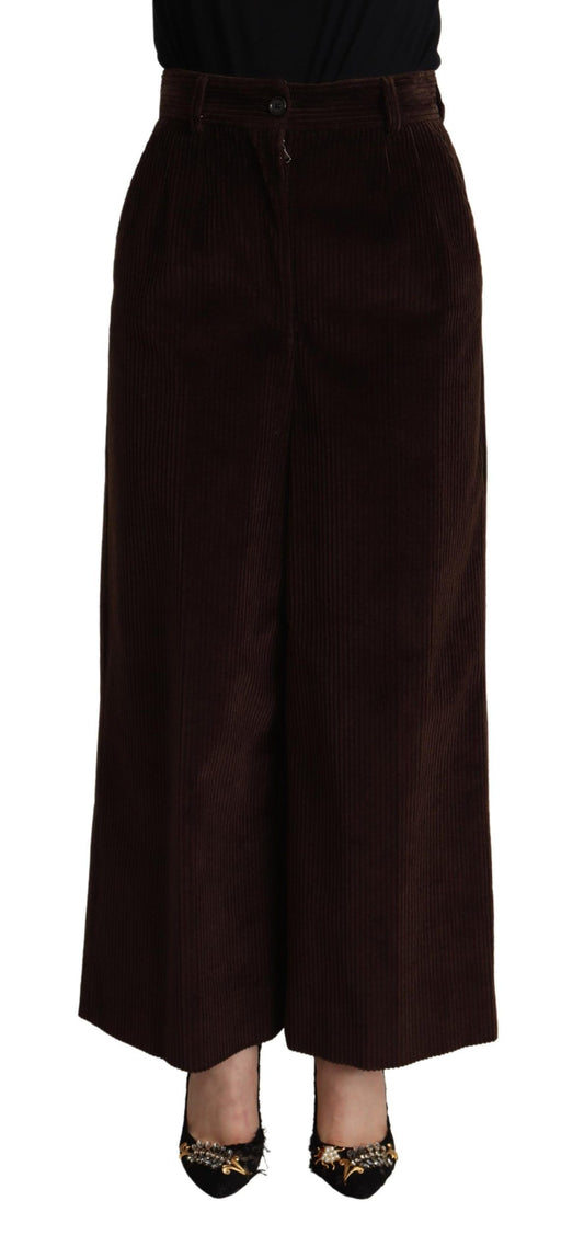 Black Cotton High Waist Trouser Wide Leg Pants