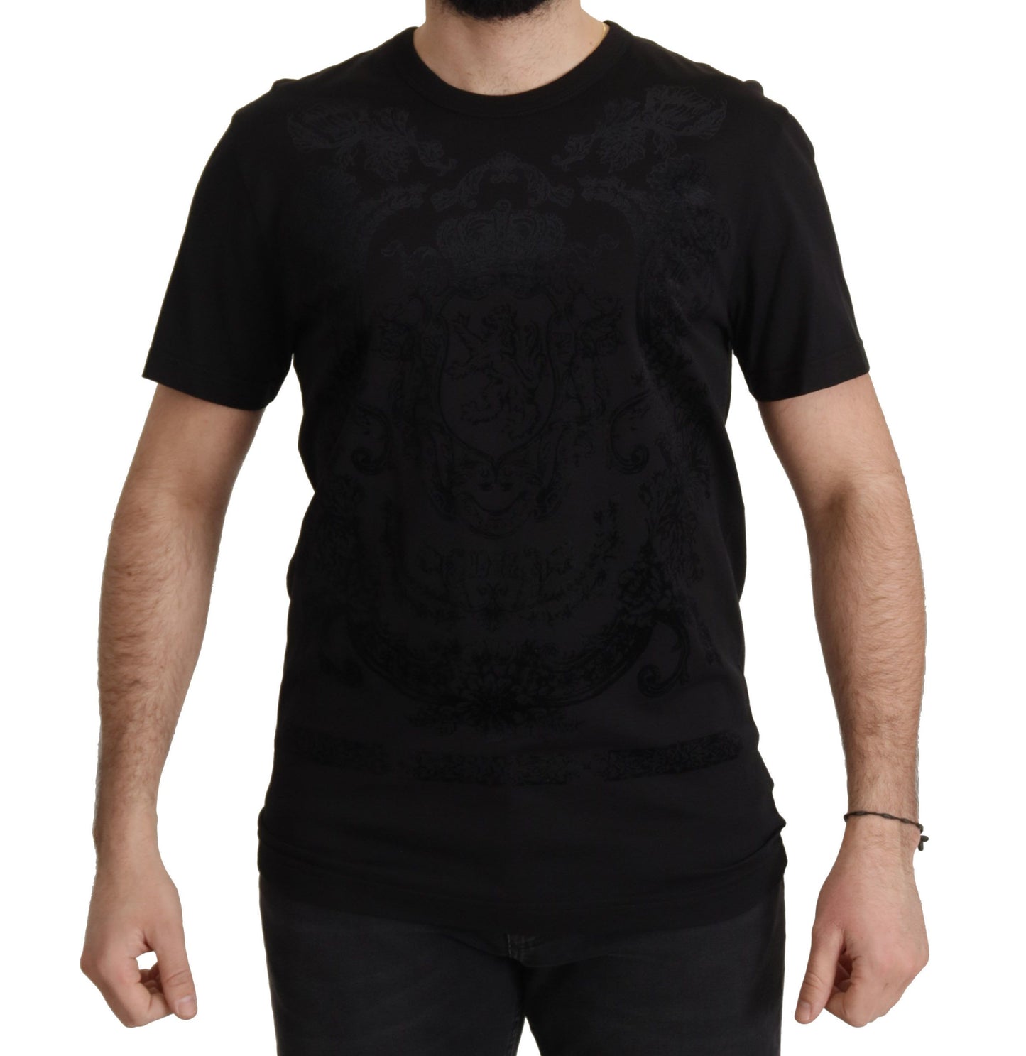 Black DG Baroque Cotton Crewneck T-shirt