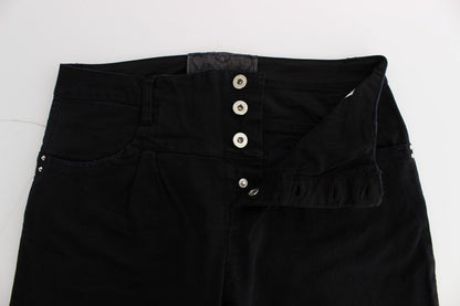 Black Cotton Slim Fit Cropped Jeans