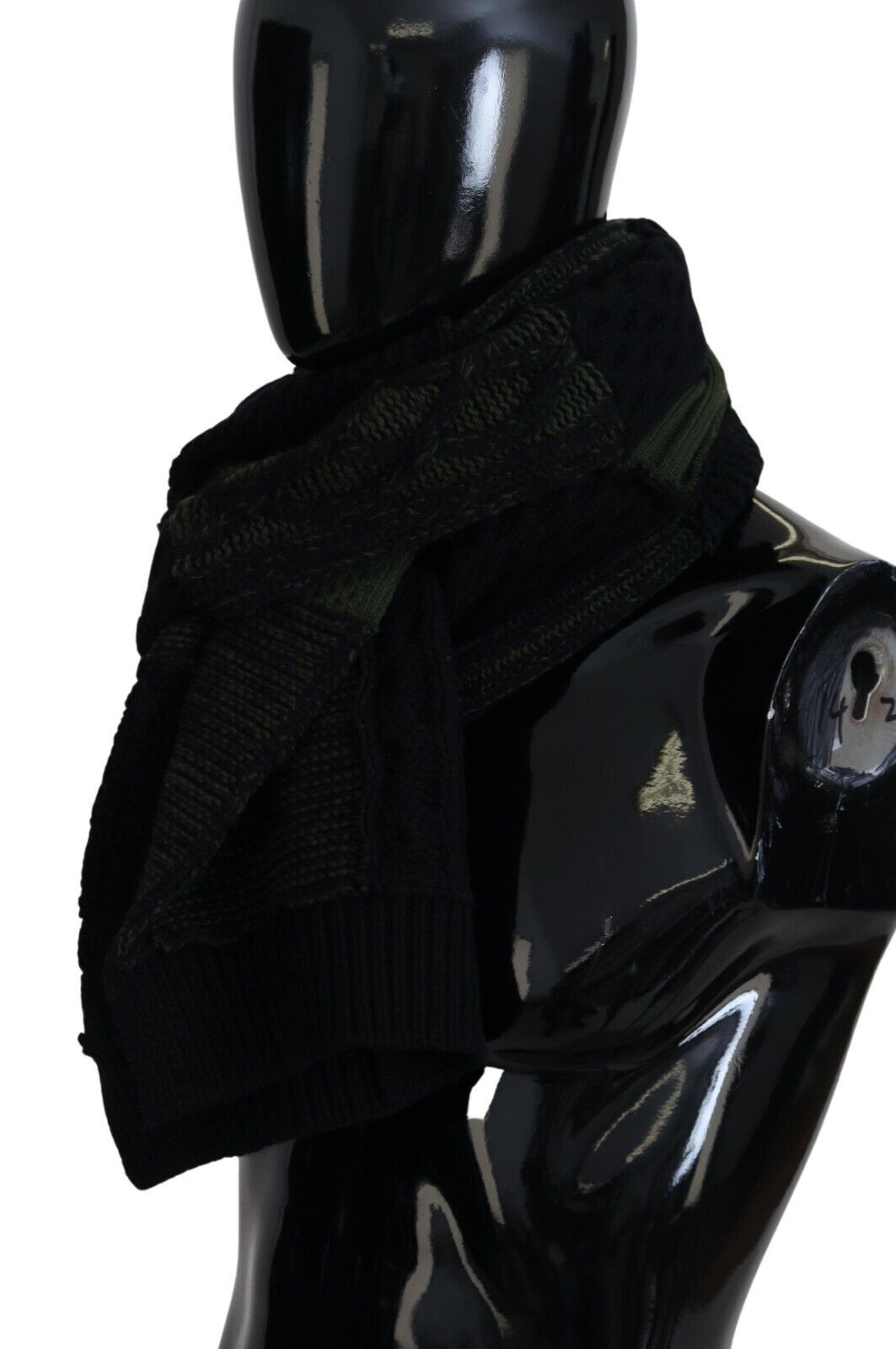 Black Green Knitted Men Neck Wrap Shawl Scarf