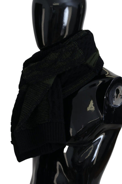 Black Green Knitted Men Neck Wrap Shawl Scarf