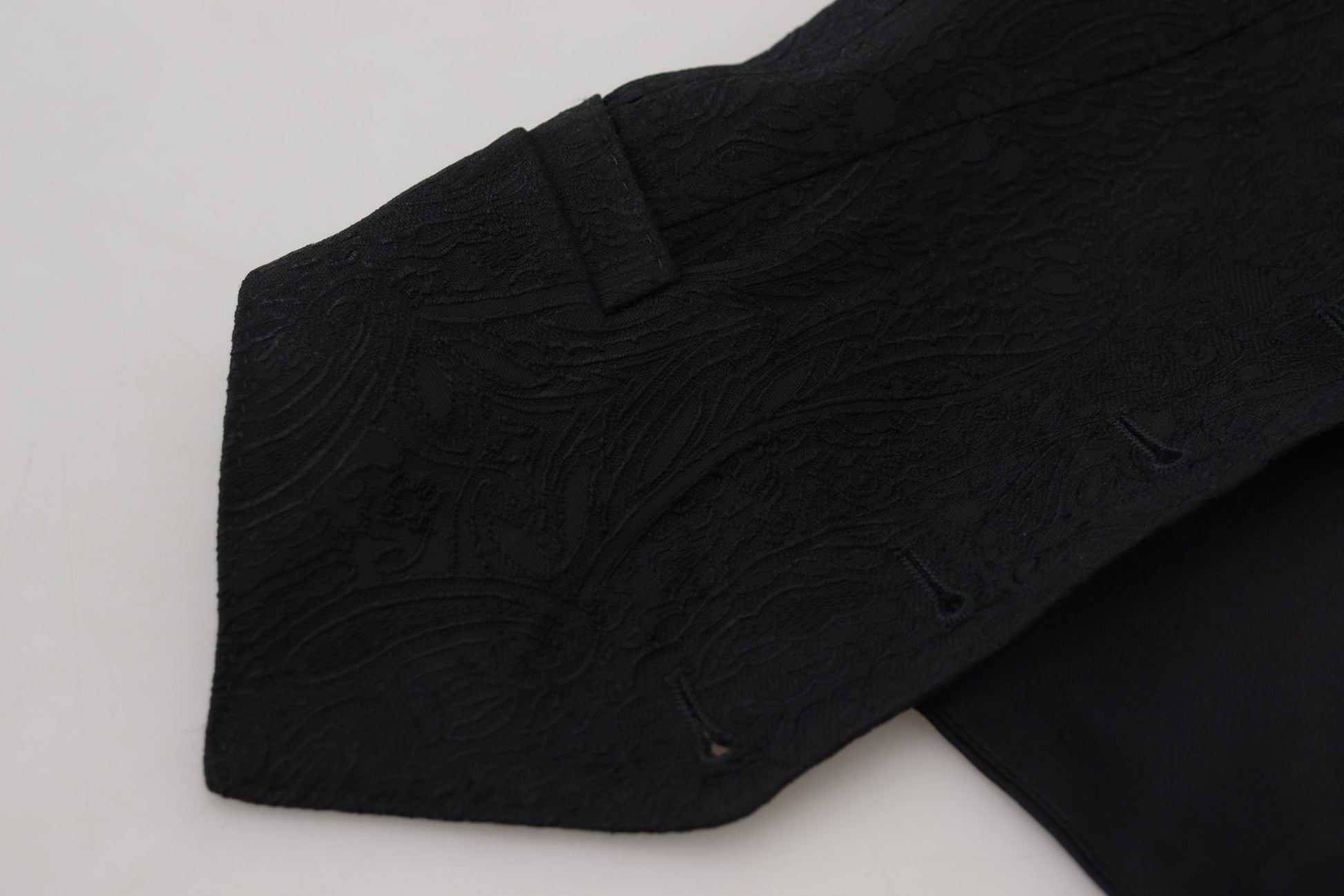 Black Brocade Button Down Sleeveless Vest Top