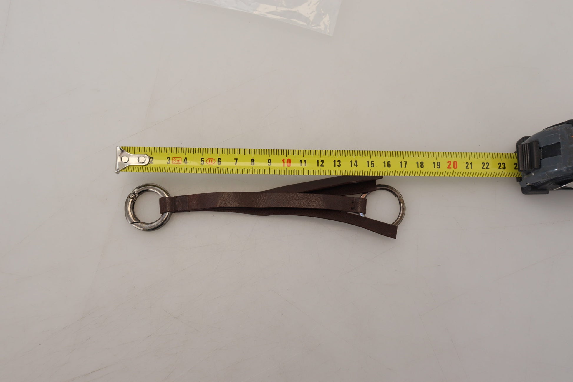 Brown Leather Silver Tone Metal Keyring Keychain