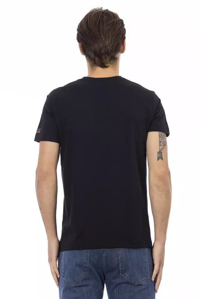 Black Cotton Men's V-Neck T-Shirt