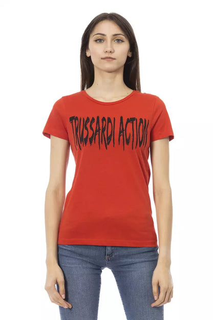 "Red Cotton Women T-Shirt"