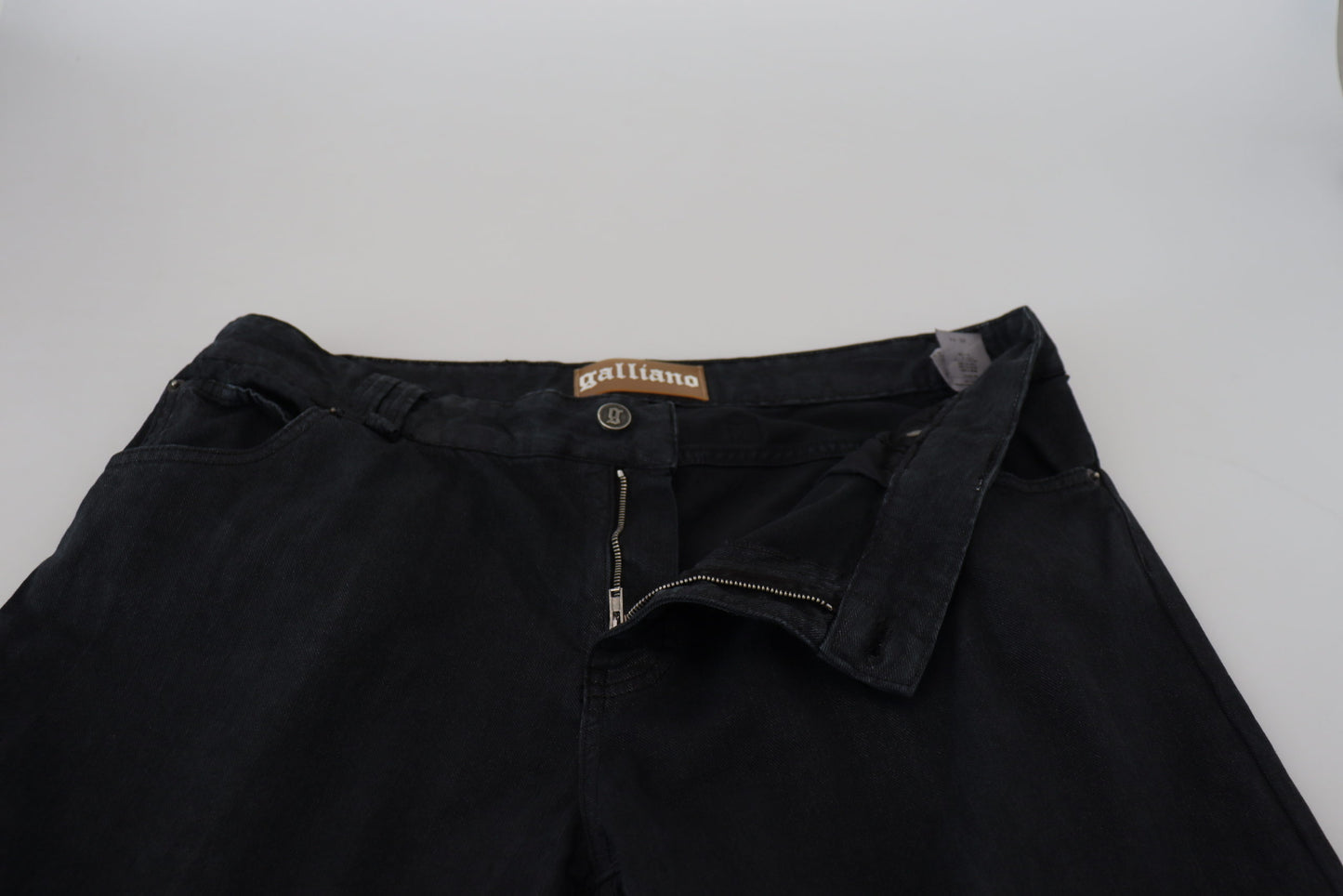 Black Cotton Back Buckle Casual Denim Jeans