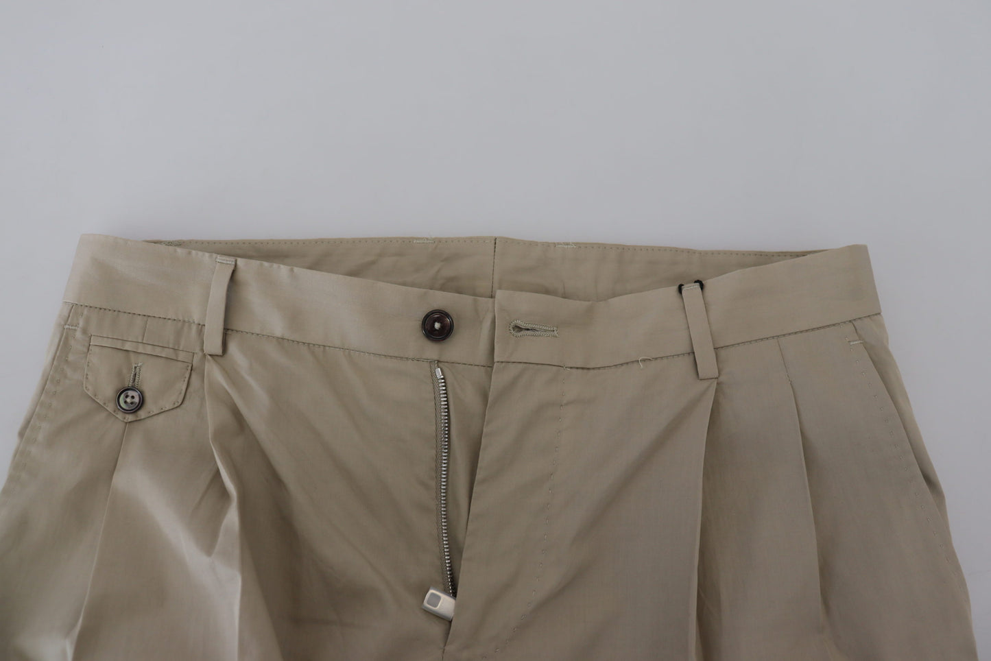 Beige Cotton Slim Fit Men Pants