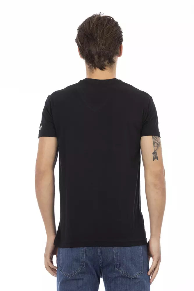 Black Cotton Men's V-Neck T-Shirt