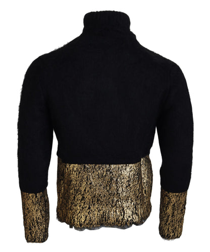 Black Gold Turtleneck Mohair Pullover Mens Sweater