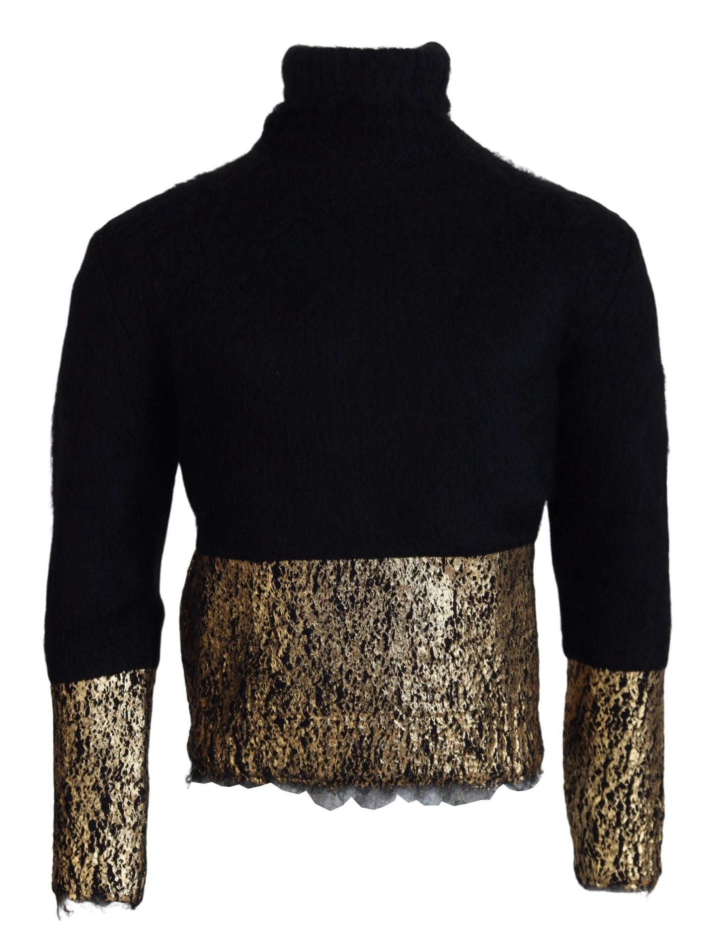 Black Gold Turtleneck Mohair Pullover Mens Sweater