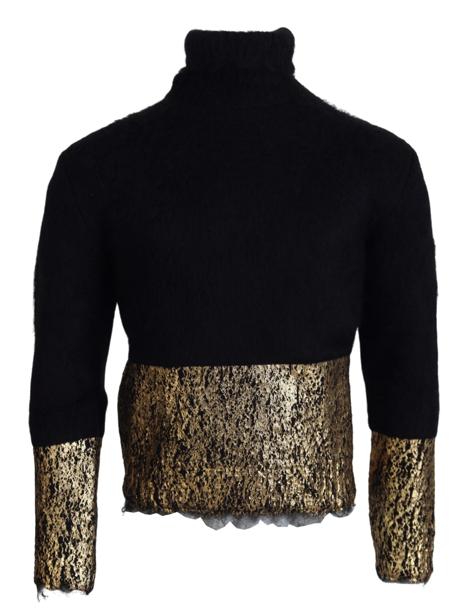 Black Gold Turtleneck Mohair Pullover Mens Sweater