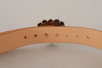 Beige Croc Pattern DEVOTION Heart DG Waist Buckle Belt