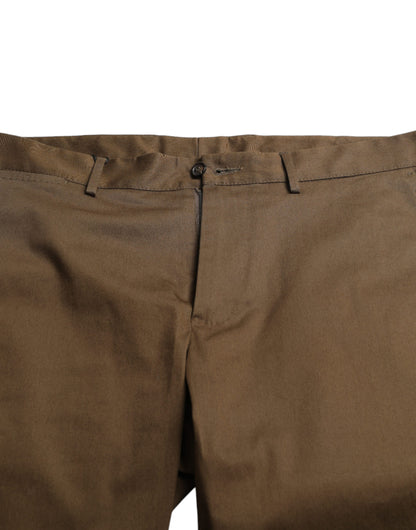 Brown Cotton Stretch Men Bermuda Shorts
