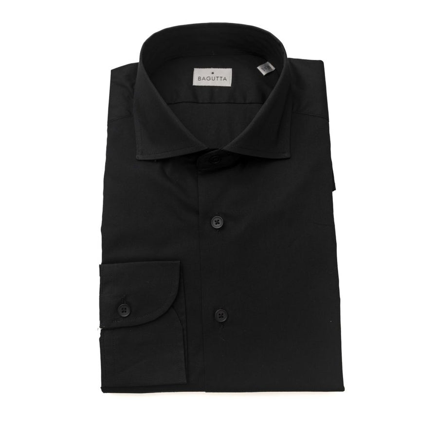 Black Cotton Men's Slim Shirt