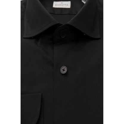 Black Cotton Men's Slim Shirt