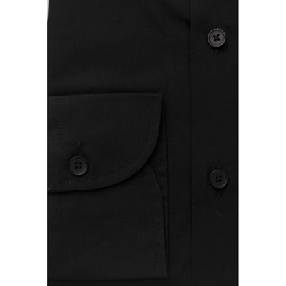 Black Cotton Men's Slim Shirt