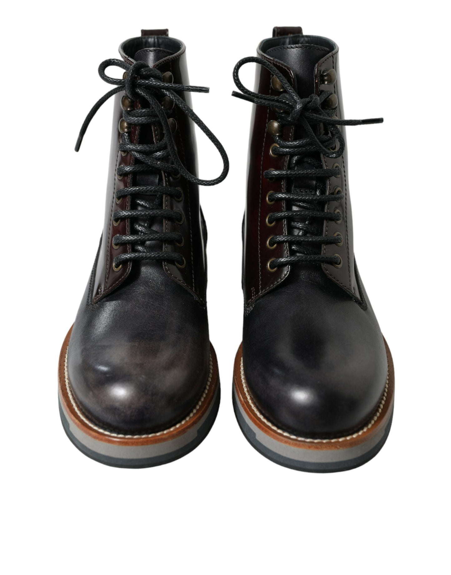 Black Leather Military Combat Boots Shoes
