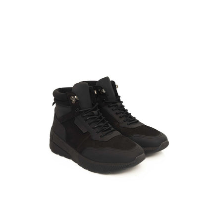 Black Cowhide Men's High Sneaker