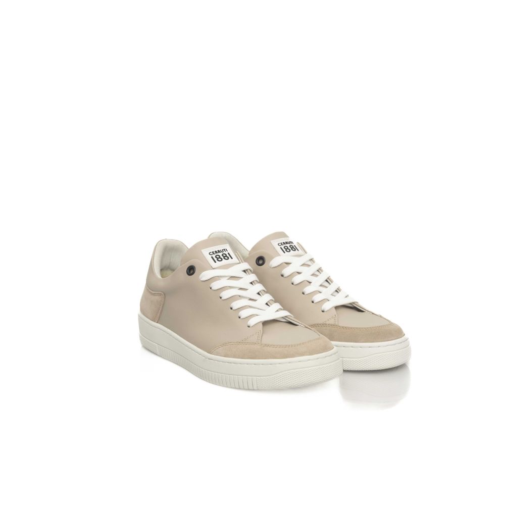 Beige Cowhide Women Sneaker
