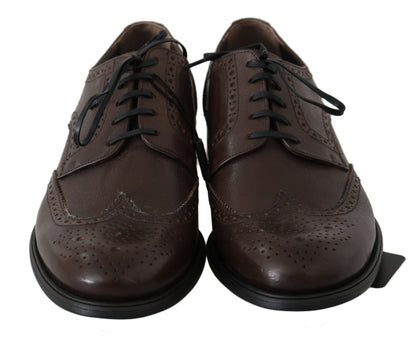 Brown Leather Brogue Derby Dress Shoes