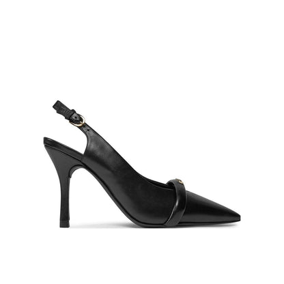 Black Leather High Heel Pumps