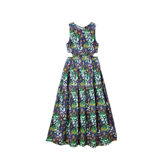Blue Viscose Long Dress
