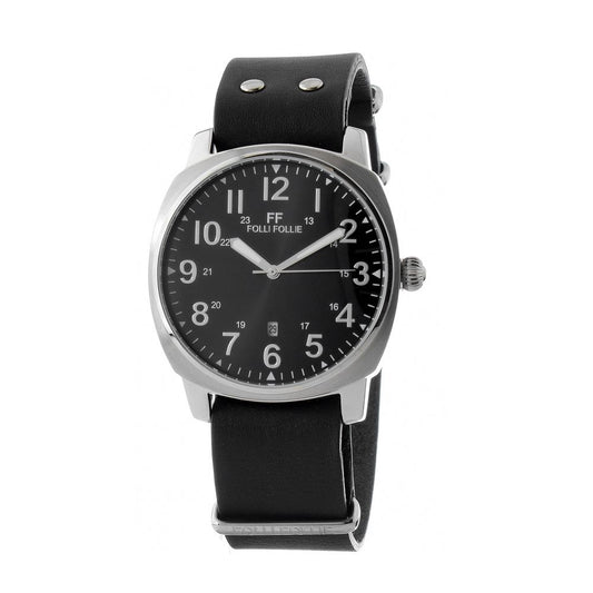 Black Leather Dress Watch