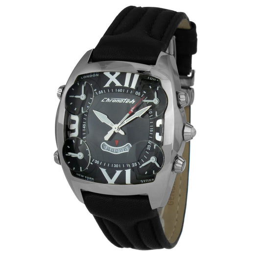 Black Leather Dress Watch