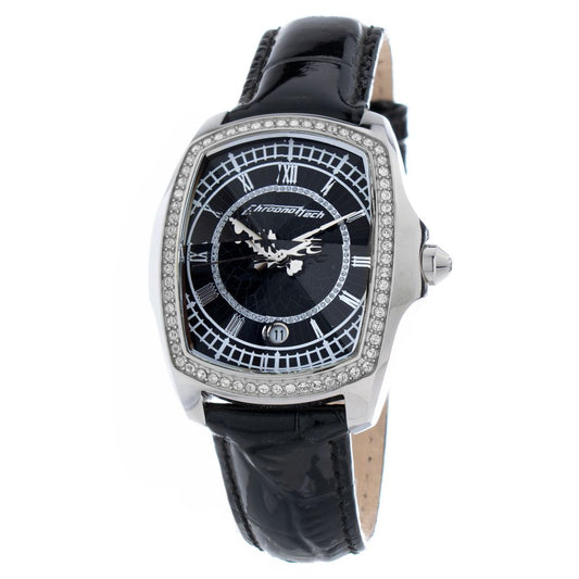 Black Leather Bracelet Watch