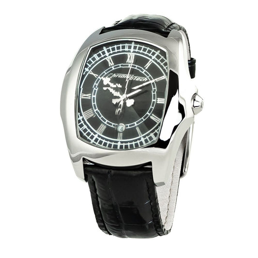 Black Leather Dress Watch