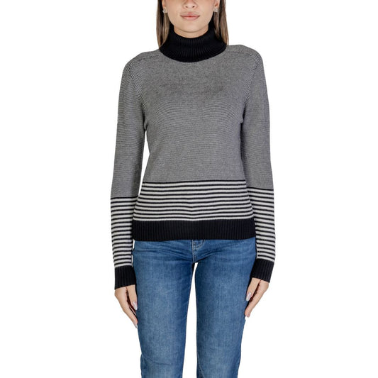 Black And White Viscose Turtleneck