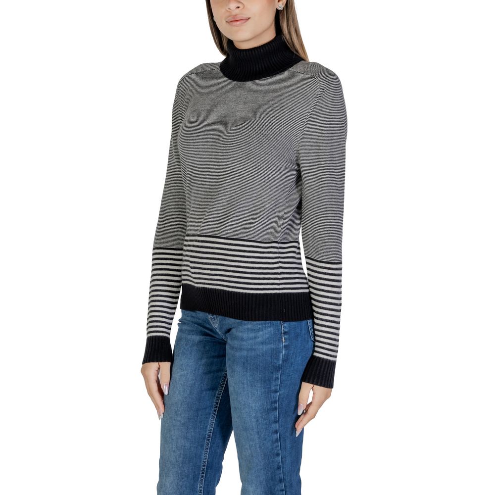 Black And White Viscose Turtleneck