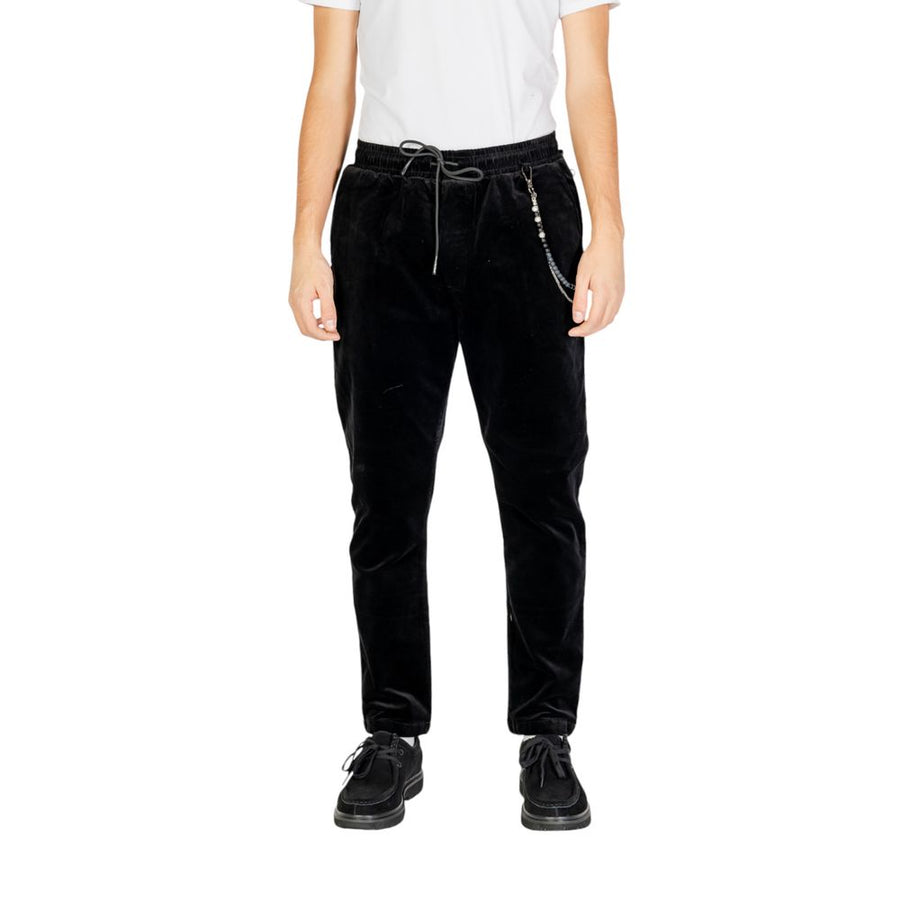 Black Cotton Casual Pants