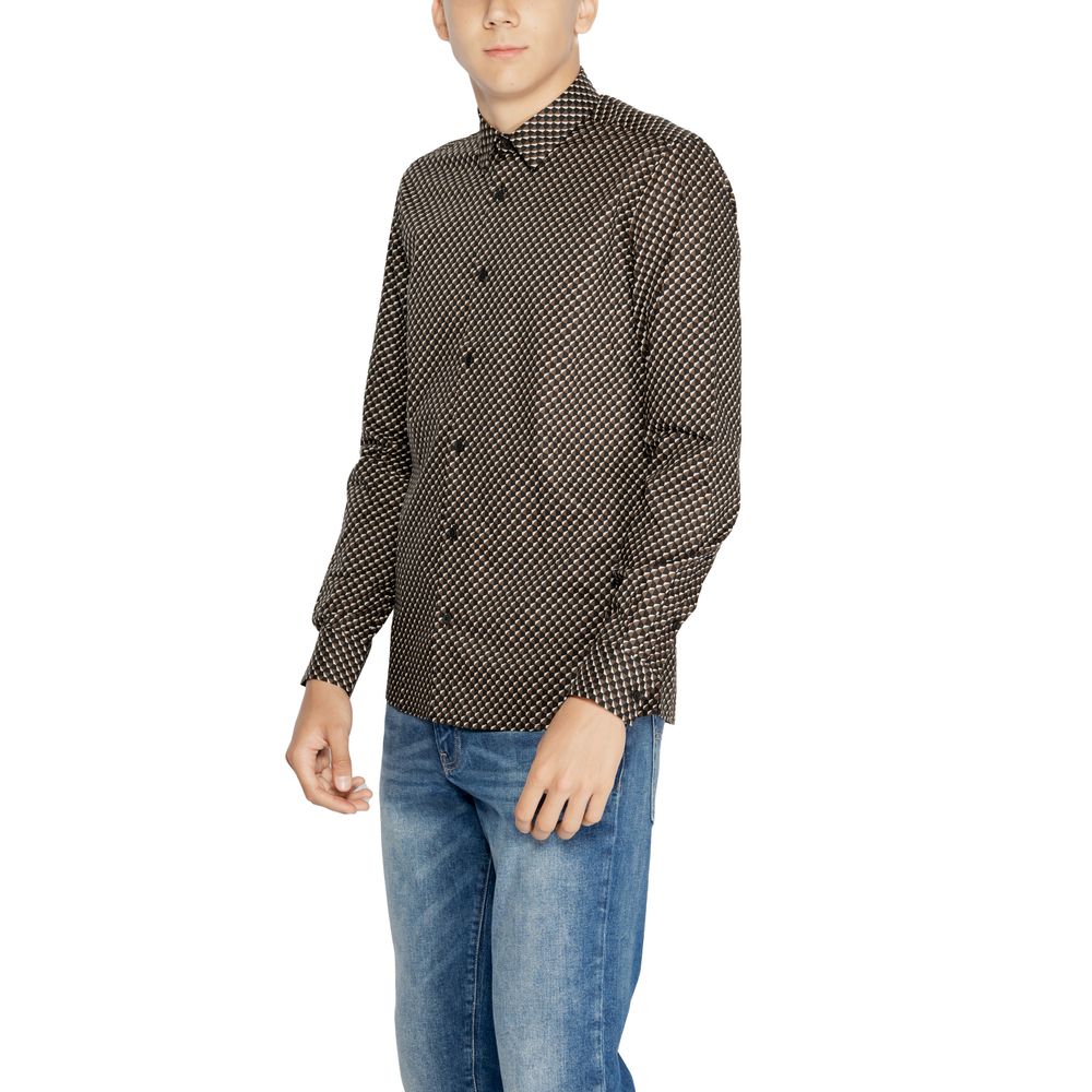 Brown Cotton Pattern Shirt