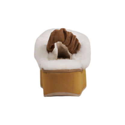 Beige Suede Leather Platform Pumps