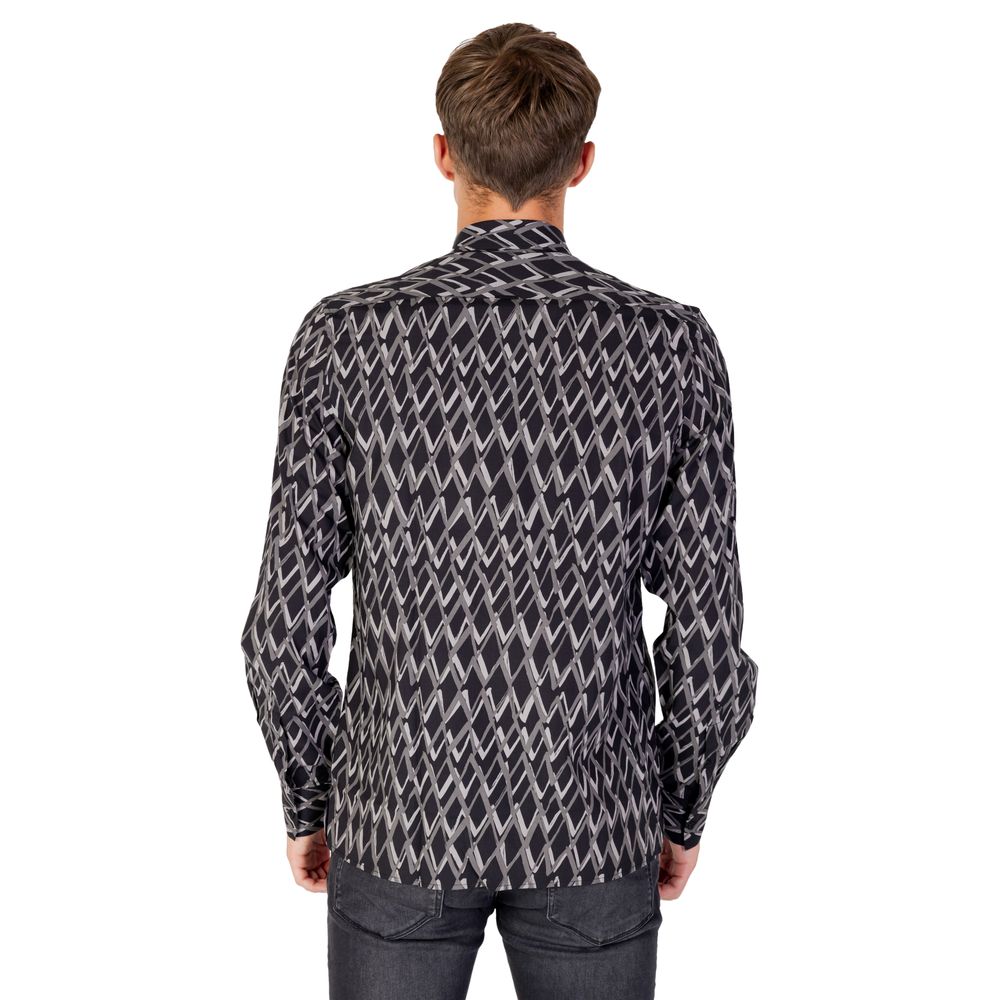 Black Cotton Pattern Shirt